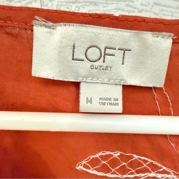 LOFT | Rust Toned Embroidered Sleeveless Cotton Top | Everyday Wear | Medium - Picture 2 of 9